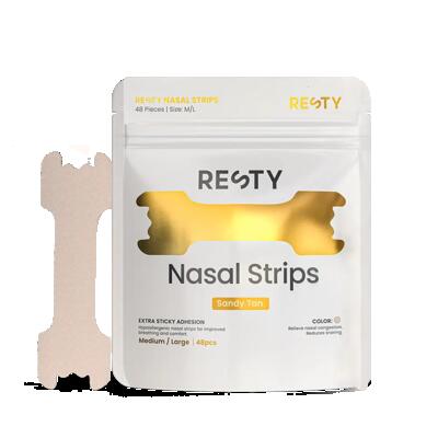 Neusstrips voor hardlopen en slaap 48 stuks sandy tan huidskleur