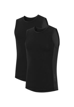 Herren Ärmelloses Mesh Rad-Unterhemd Zweite-Haut Recyceltes Polyester 2er-Pack