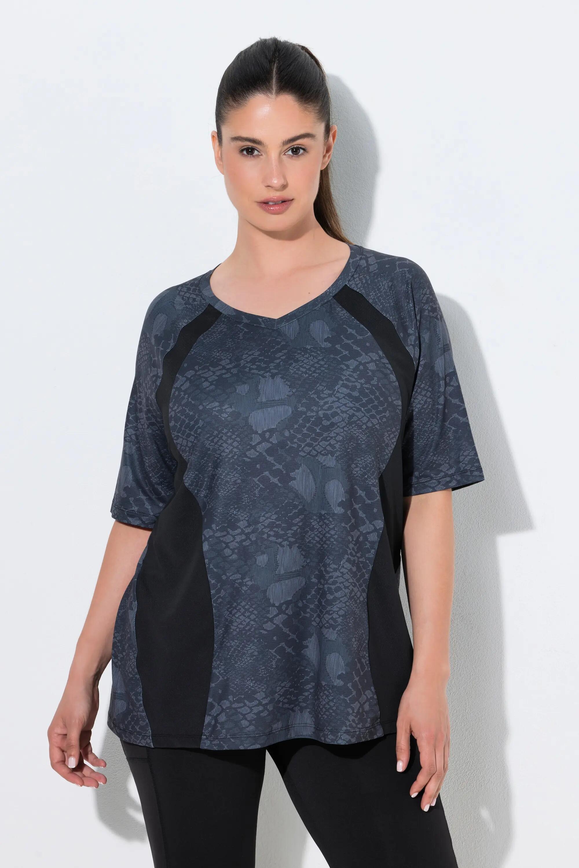 Dames Functioneel shirt slangenpatroon V-hals korte mouwen 5/6