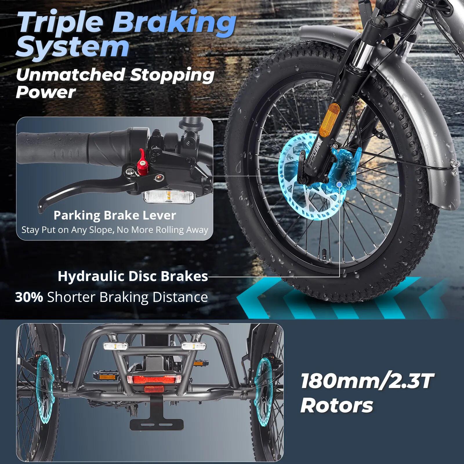 Triciclo elétrico cargo FAFREES F20 Mate, bateria 48V 21Ah, pneus 20" 7/10
