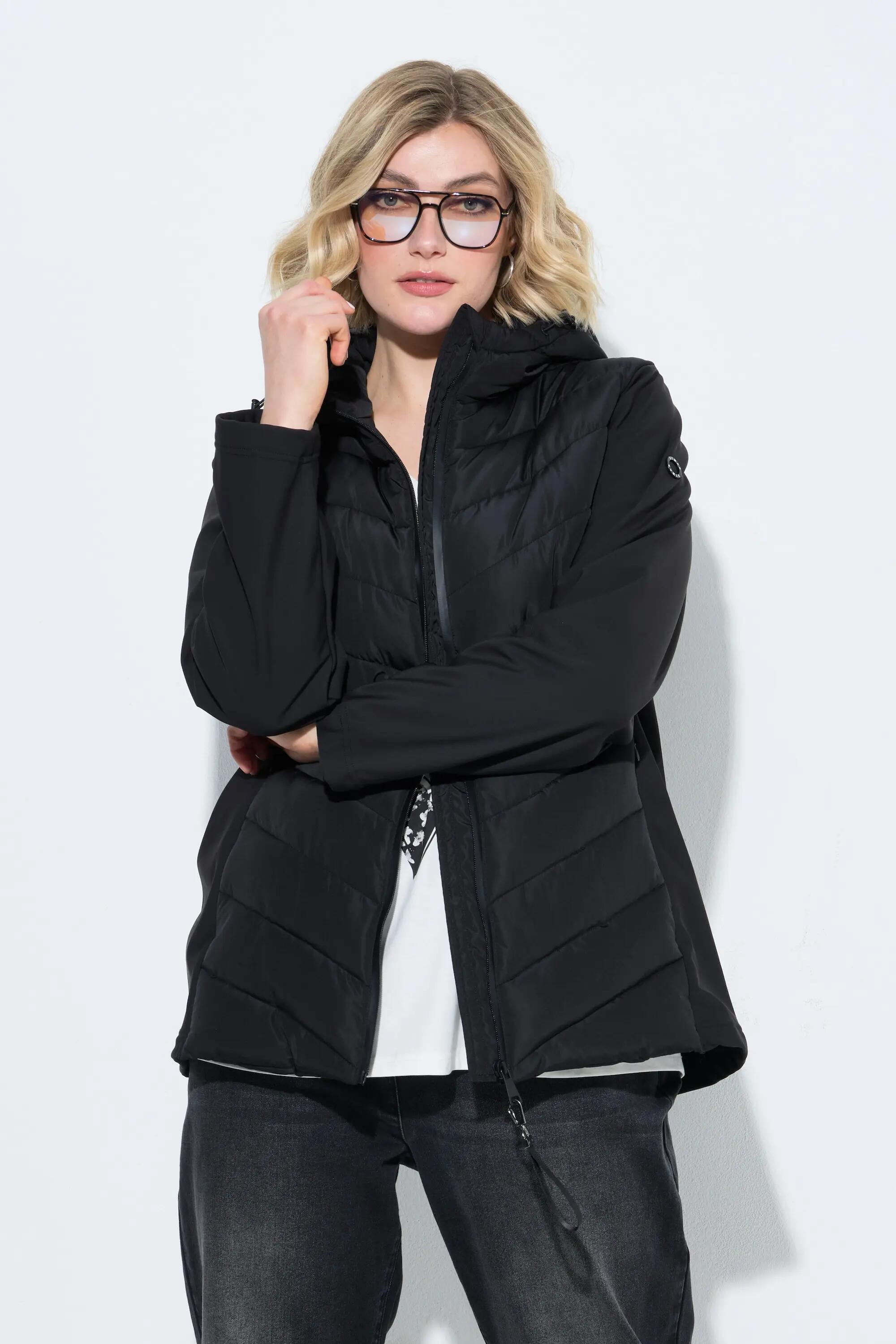 Femme Veste hybride HYPRAR mélange de matières col montant et capuche 4/5