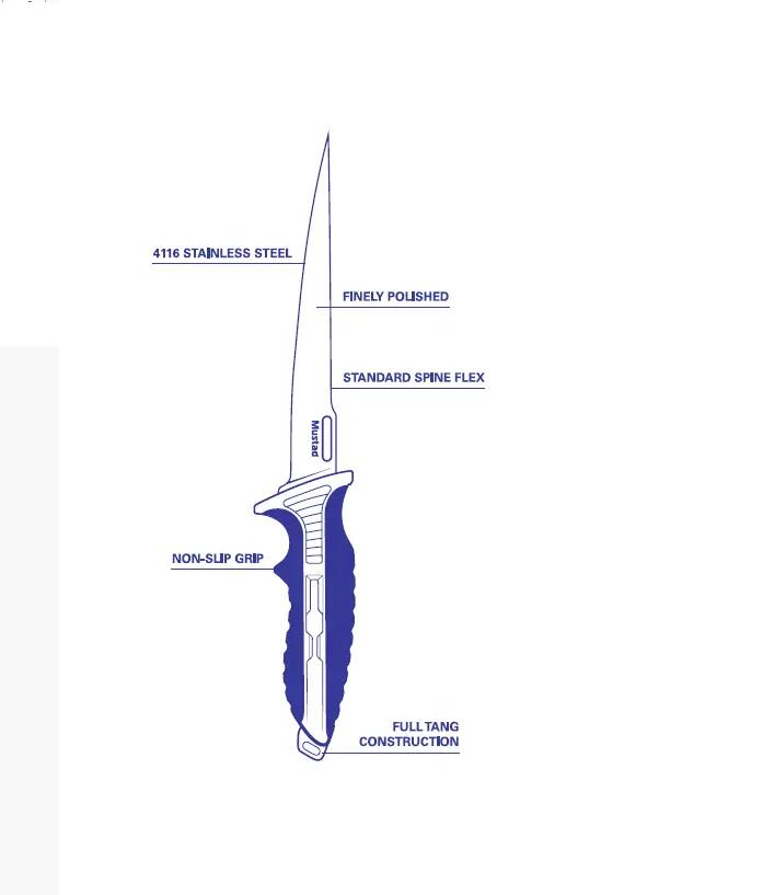 Nóż Mustad z ostrzem 17.8 cm z pochewką 2/2