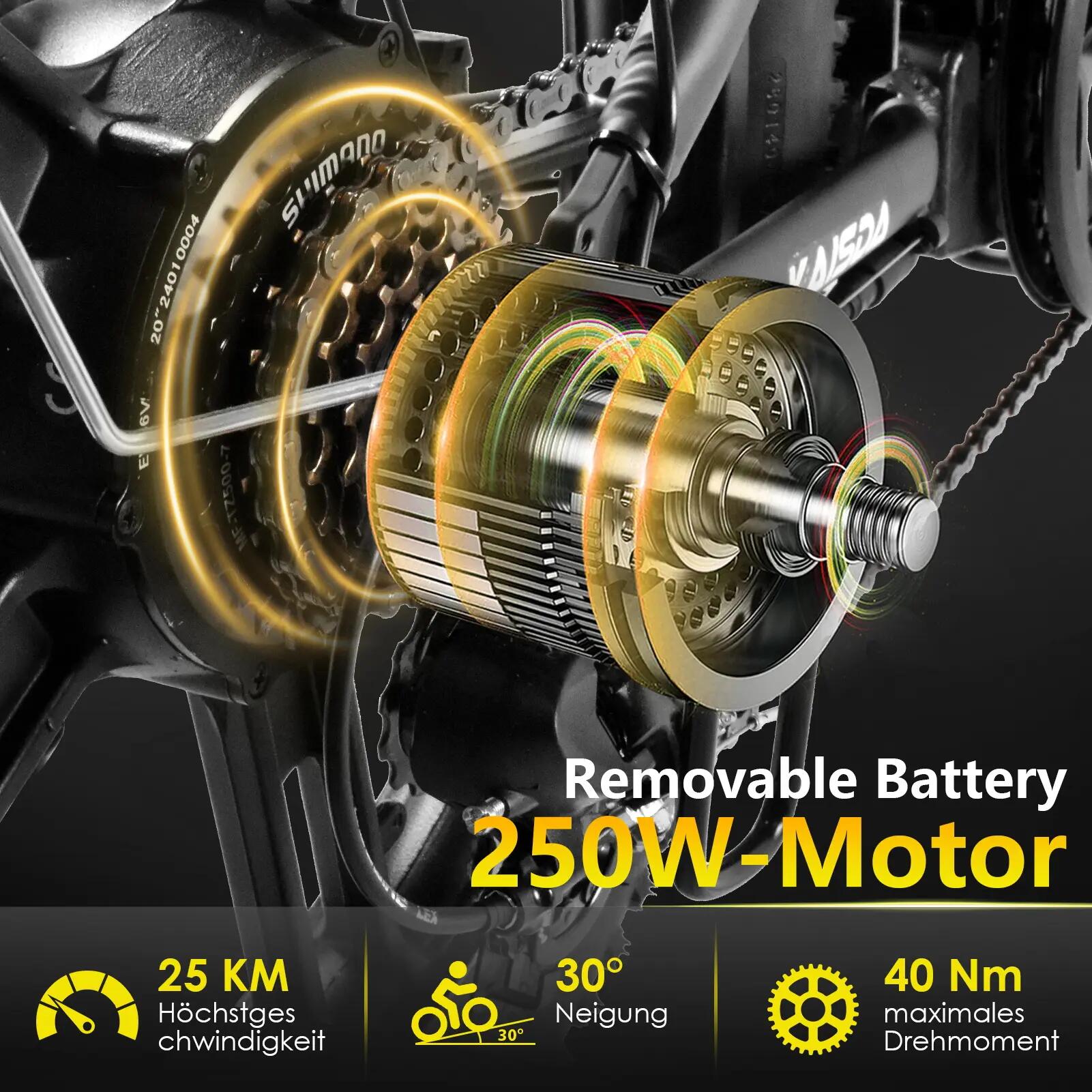 Bicicleta elétrica para adultos KAISDA K201 baterias duplas de 36V 10,4Ah 5/6