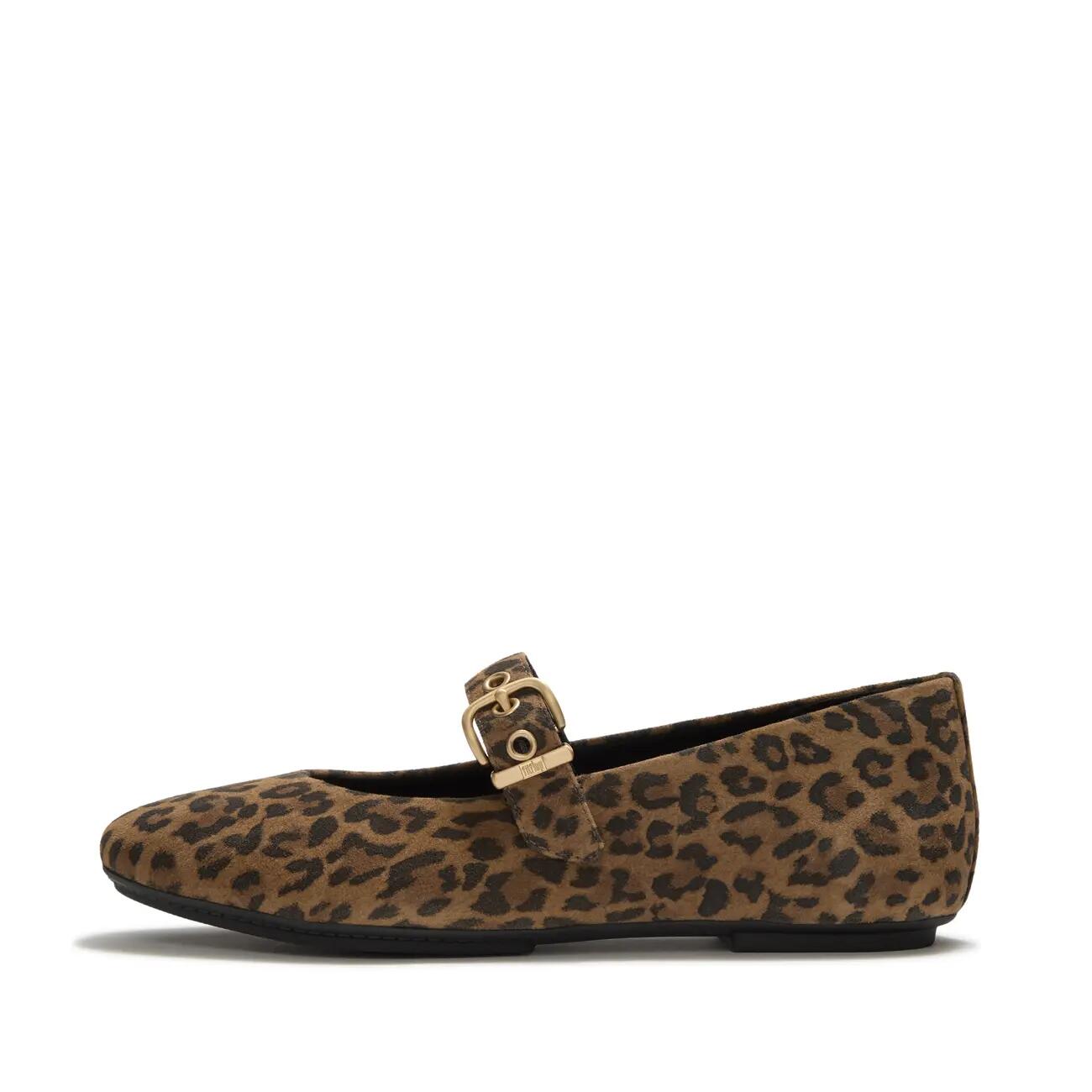 FITFLOP Delicato Suede Leopard Mary Janes  LICHTBRUIN/ZWART 39 3/7