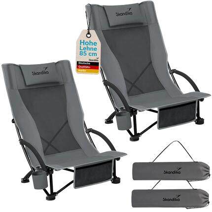 Lot de 2 chaises de camping Beach - Pliable - Max. 136 kg - Sac de Transport