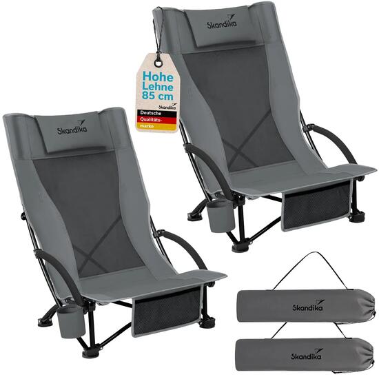 Lot de 2 chaises de camping Beach - Pliable - Max. 136 kg - Sac de Transport