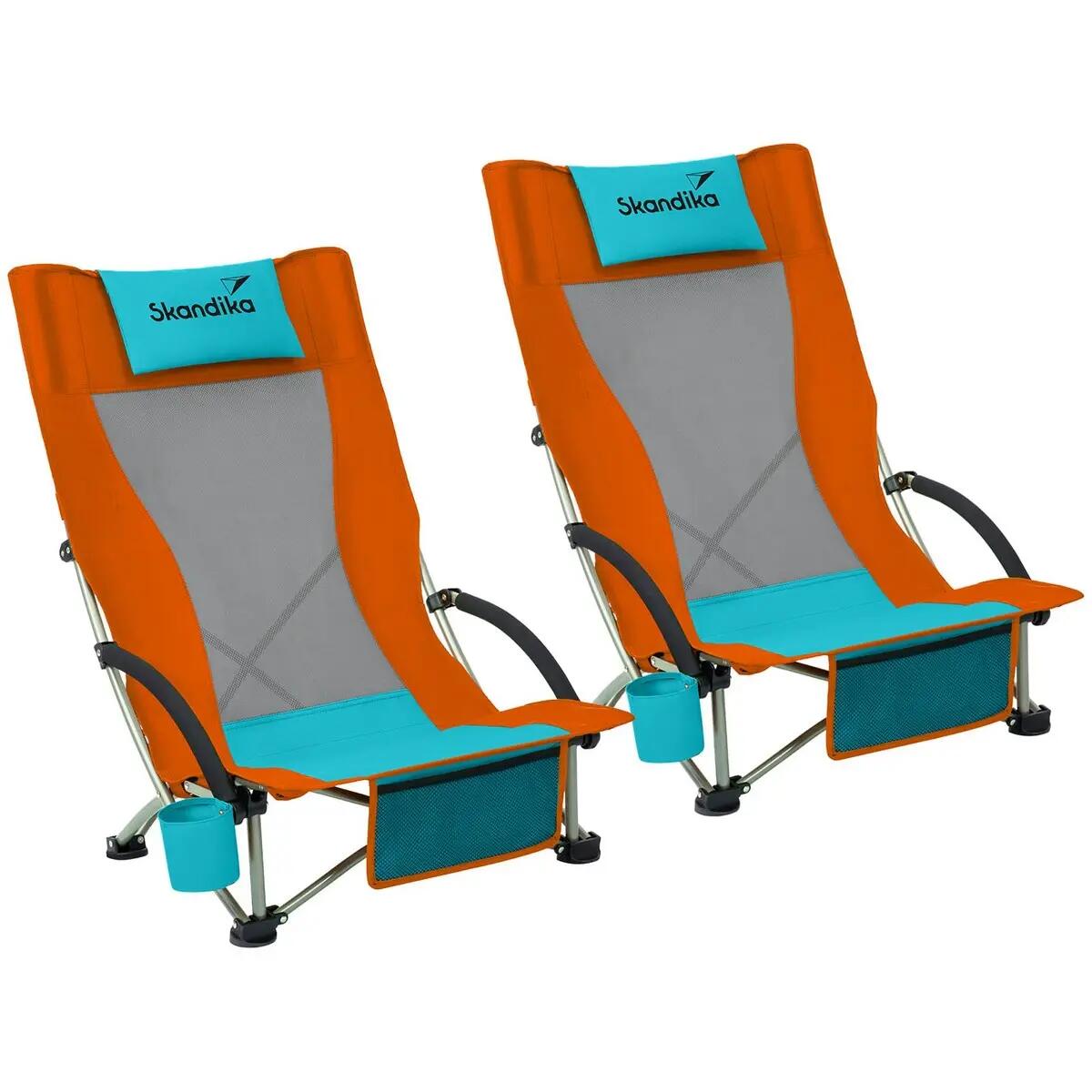 Set di 2 sedie da campeggio - Beach - Comode - rete traspirante - portabibite 2/10