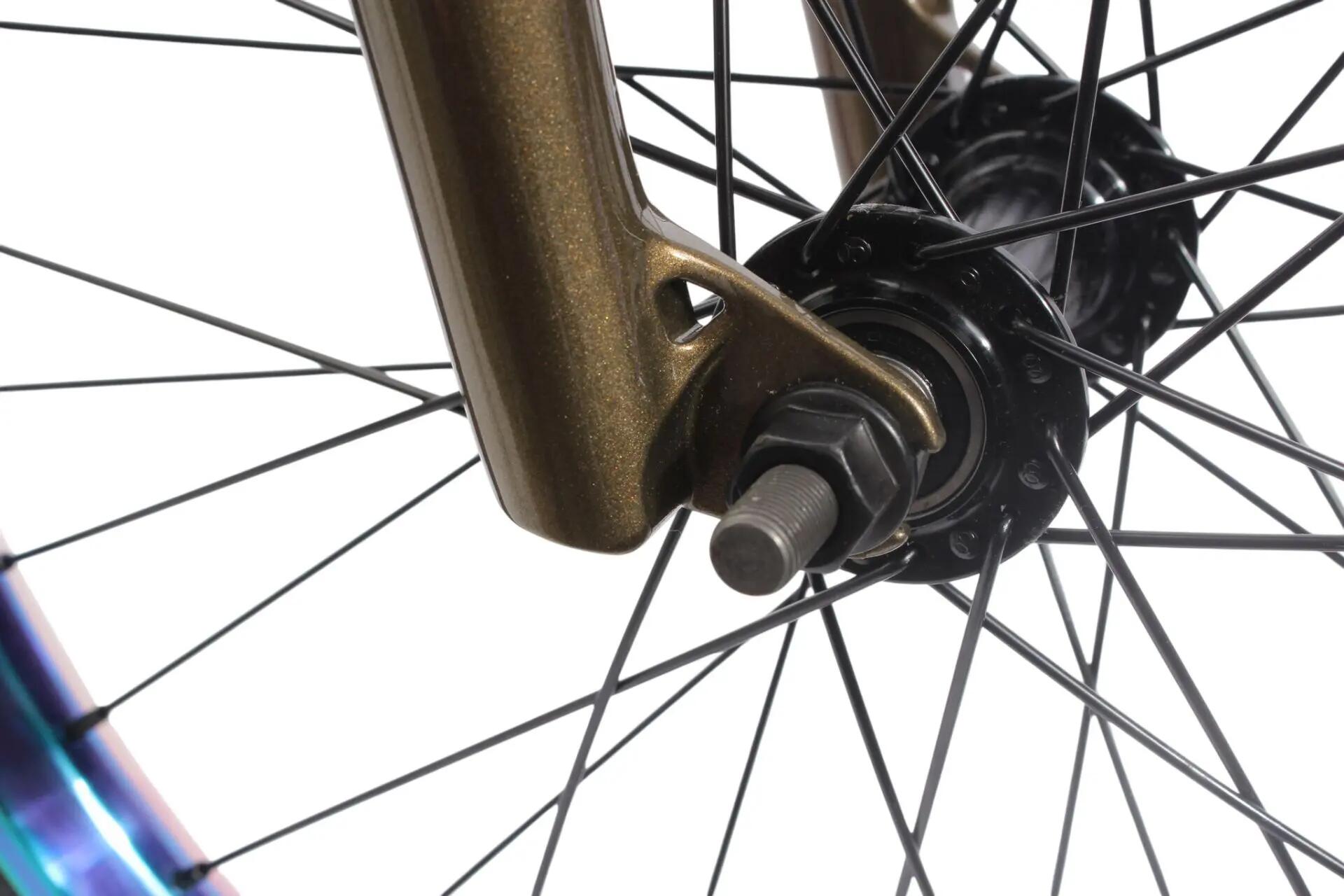Rower BMX dla dorosłych KHE SPECTER V2 LTD Oil Slick złoty 20 cali 9,9 kg 5/15
