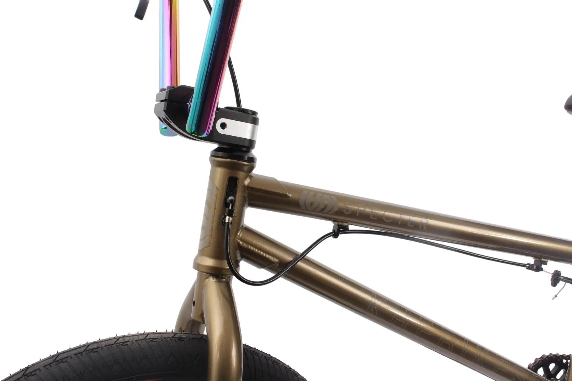 Rower BMX dla dorosłych KHE SPECTER V2 LTD Oil Slick złoty 20 cali 9,9 kg 12/15