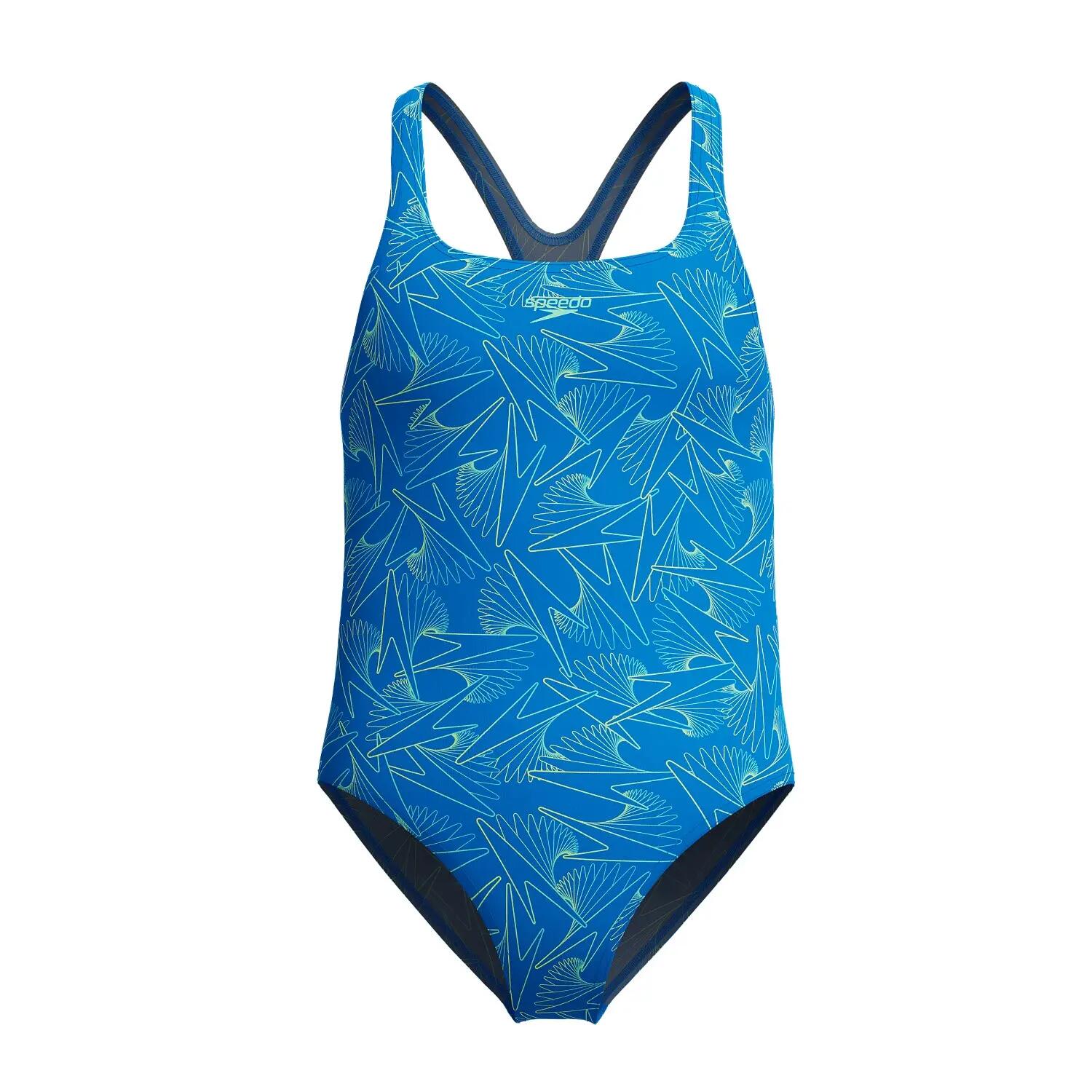 Costume ragazza Speedo Hyperboom Allover Medalist Blu/Verde 2/5