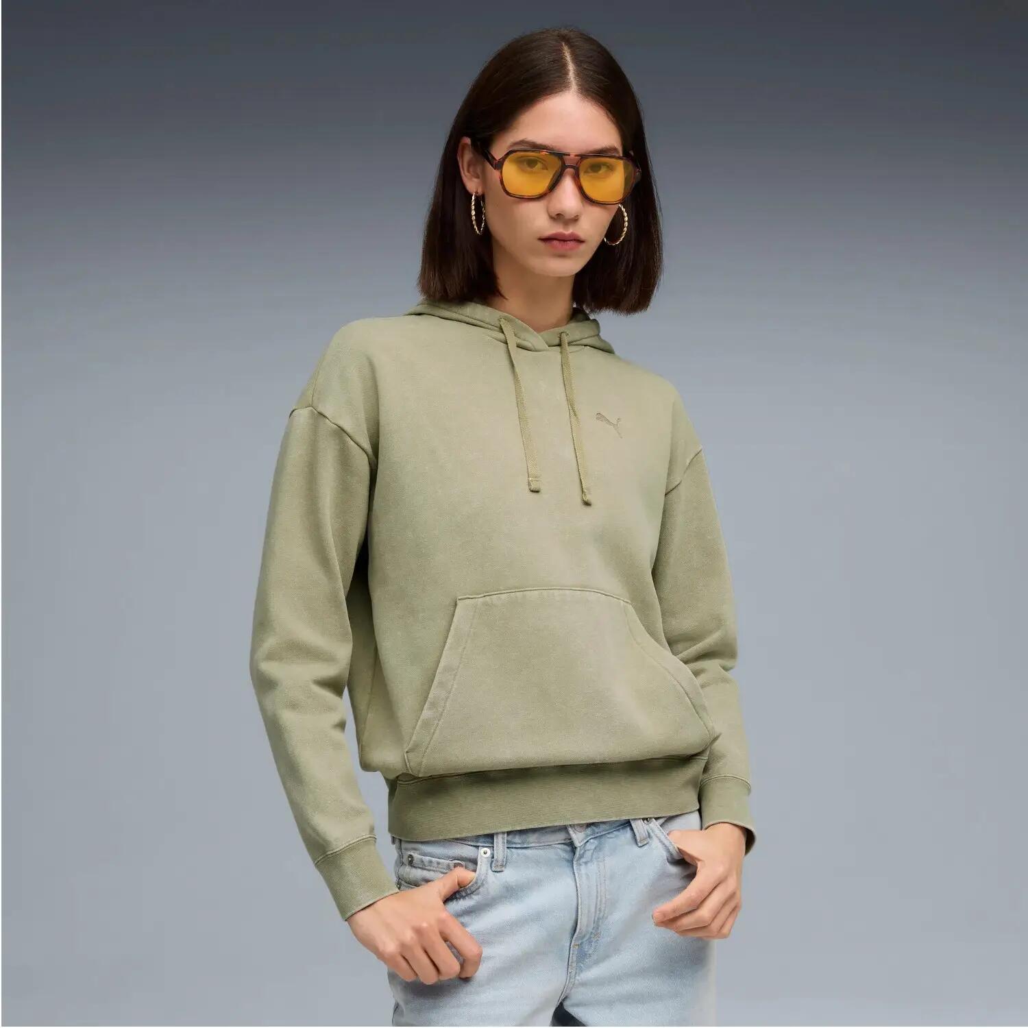 Puma Kapuzenpullover Elevated Relaxed Wash Damen mit Kägurutaschen 2/5