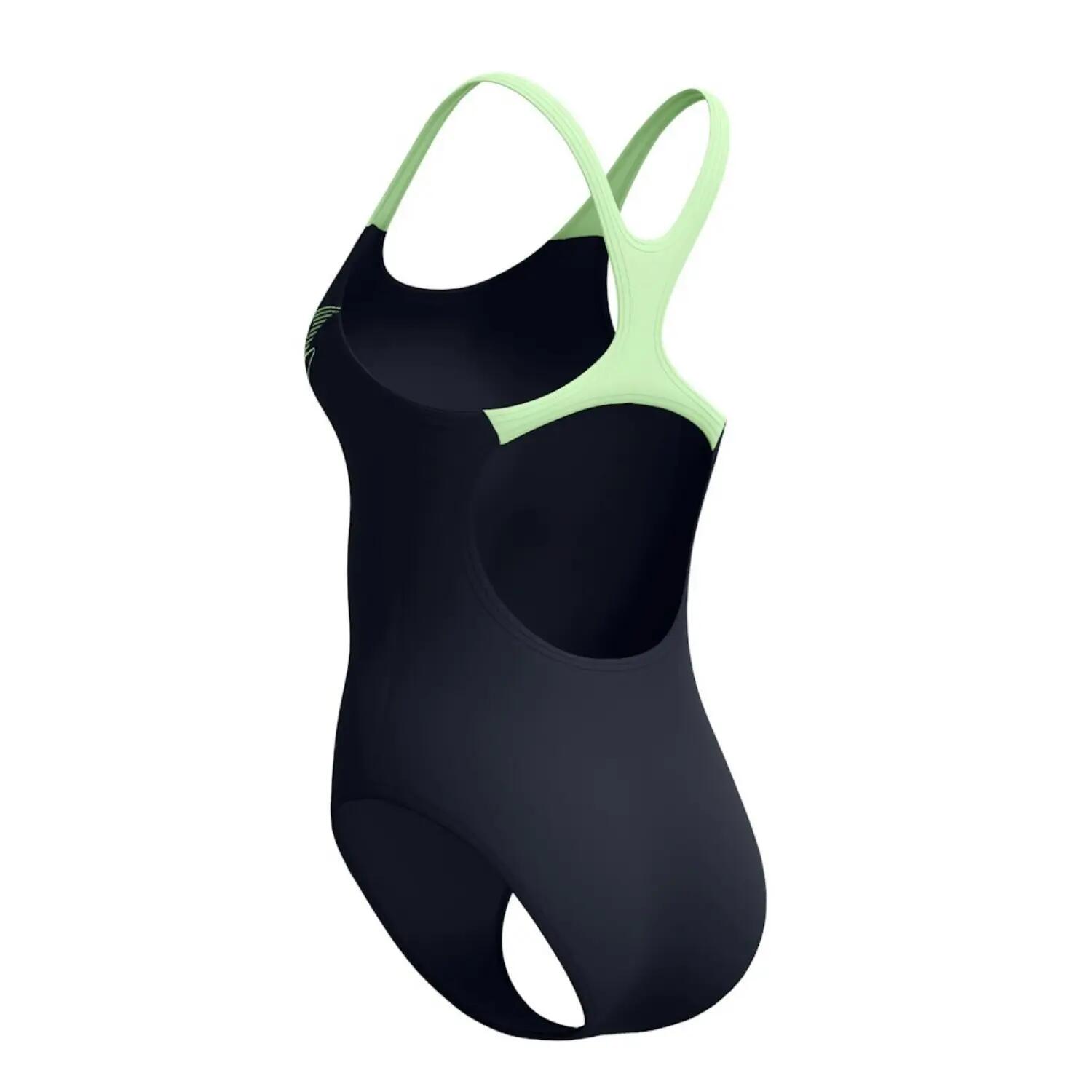 Speedo Dames Badpak Medley Logo Medalist Zwart/Groen 3/5