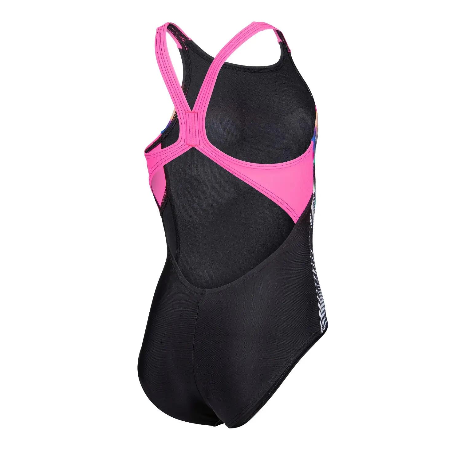 Costume Arena Lit Logo V Back Bambina Nero Shocking Pink 2/9
