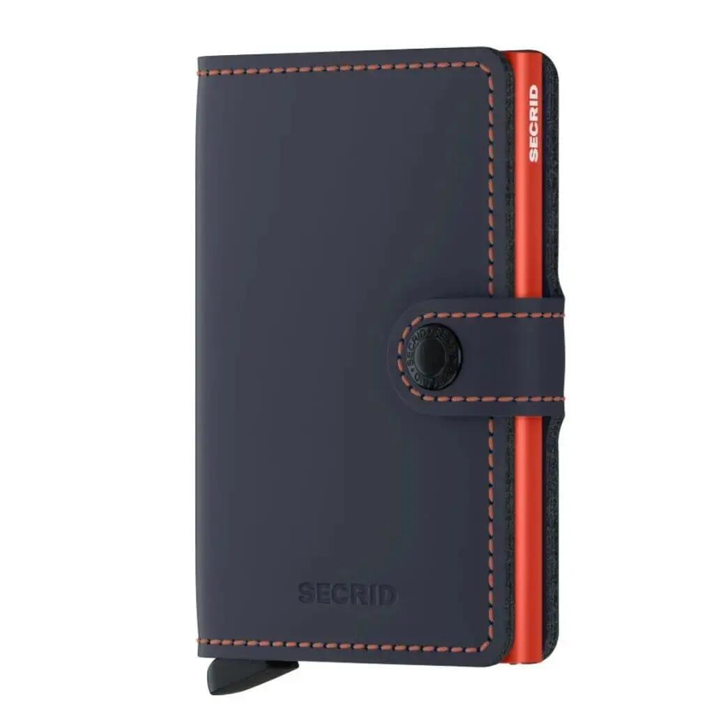 Secrid Miniwallet - Matte Nightblue & Orange Leather