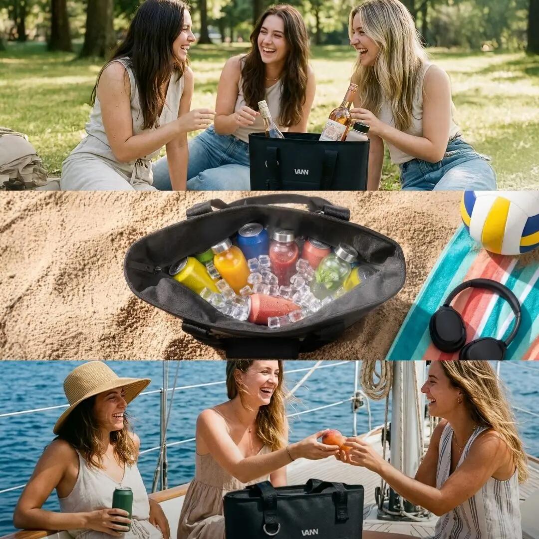 Koeltas - Pulse Totebag 28 L - strandtas met rits, 16 u koud - Oatmeal 10/11