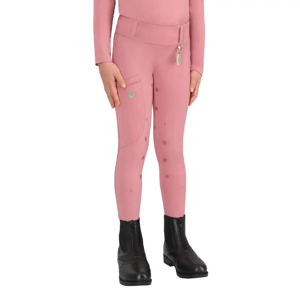 Girls' full grip riding leggings QHP Lucky Start