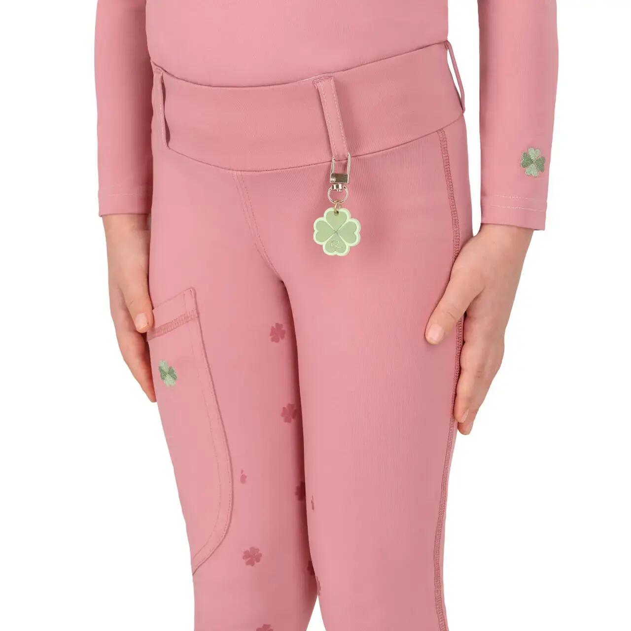 Dziewczęce legginsy jeździeckie z pełną przyczepnością QHP Lucky Start 5/7