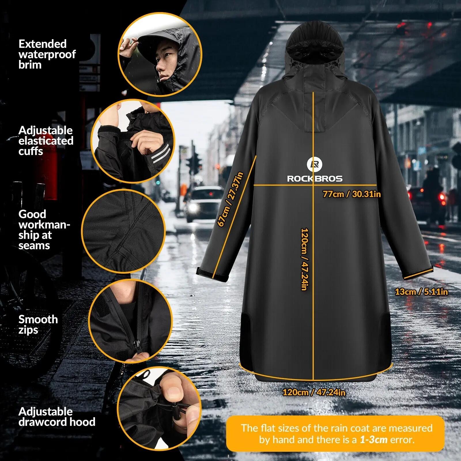 Regenponcho winddicht wasserdicht mit reflektierenden Streifen – Unisex 3/6
