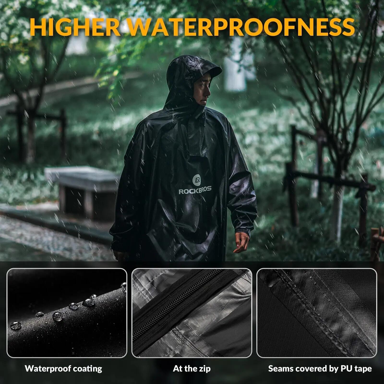 Regenponcho winddicht wasserdicht mit reflektierenden Streifen – Unisex 2/6