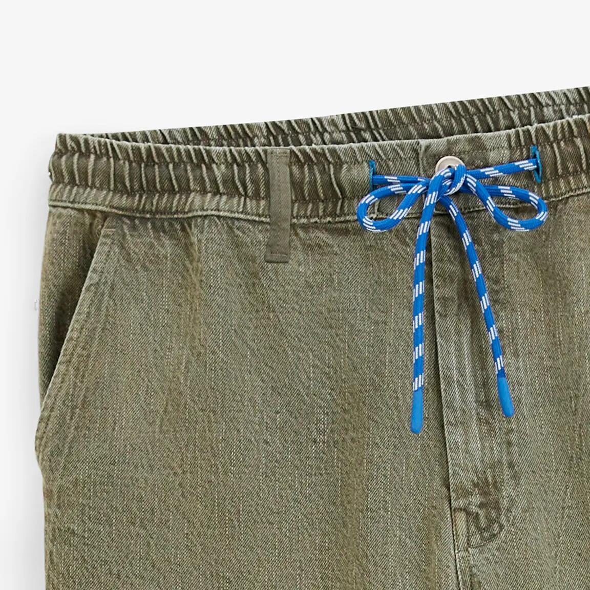 Pantaloni 549 in twill di cotone testurizzato con elastico in vita 3/4