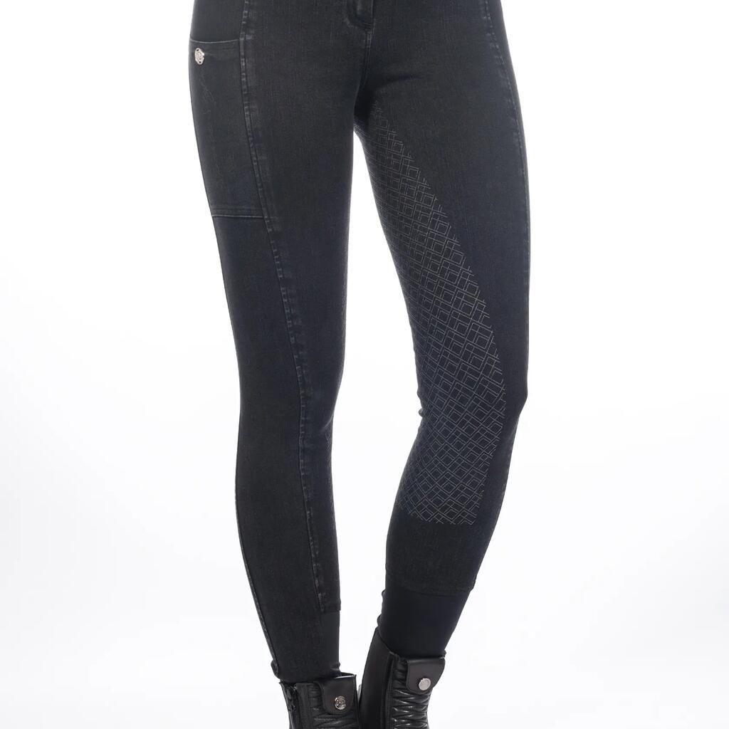 Women's Full Grip Silicone Riding Trousers HKM Harbour Island Denim