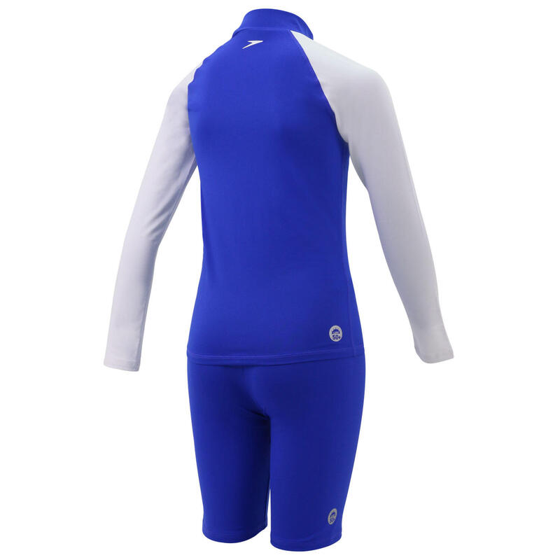 ESSENTIAL JUNIOR (AGED 8-14) LONG SLEEVE  RASHGUARD WITH JAMMER SET - BLUE