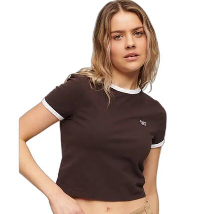 T-shirt court à bords contrastants coton biologique femme Superdry