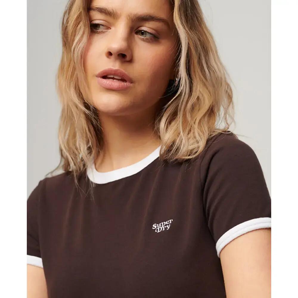 T-shirt court à bords contrastants coton biologique logique femme Superdry 4/4