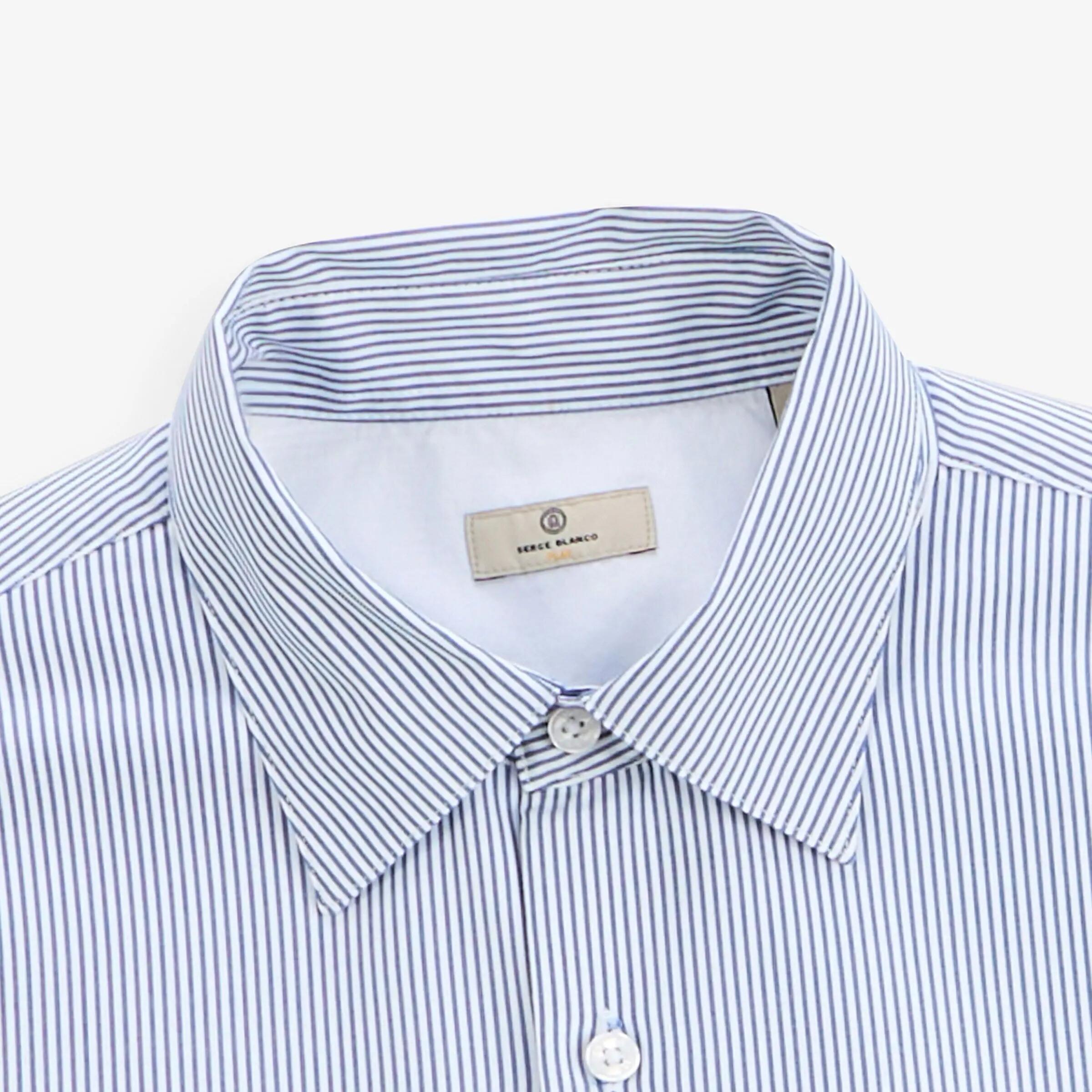 Camisa de manga larga de algodón con rayas finas 3/4