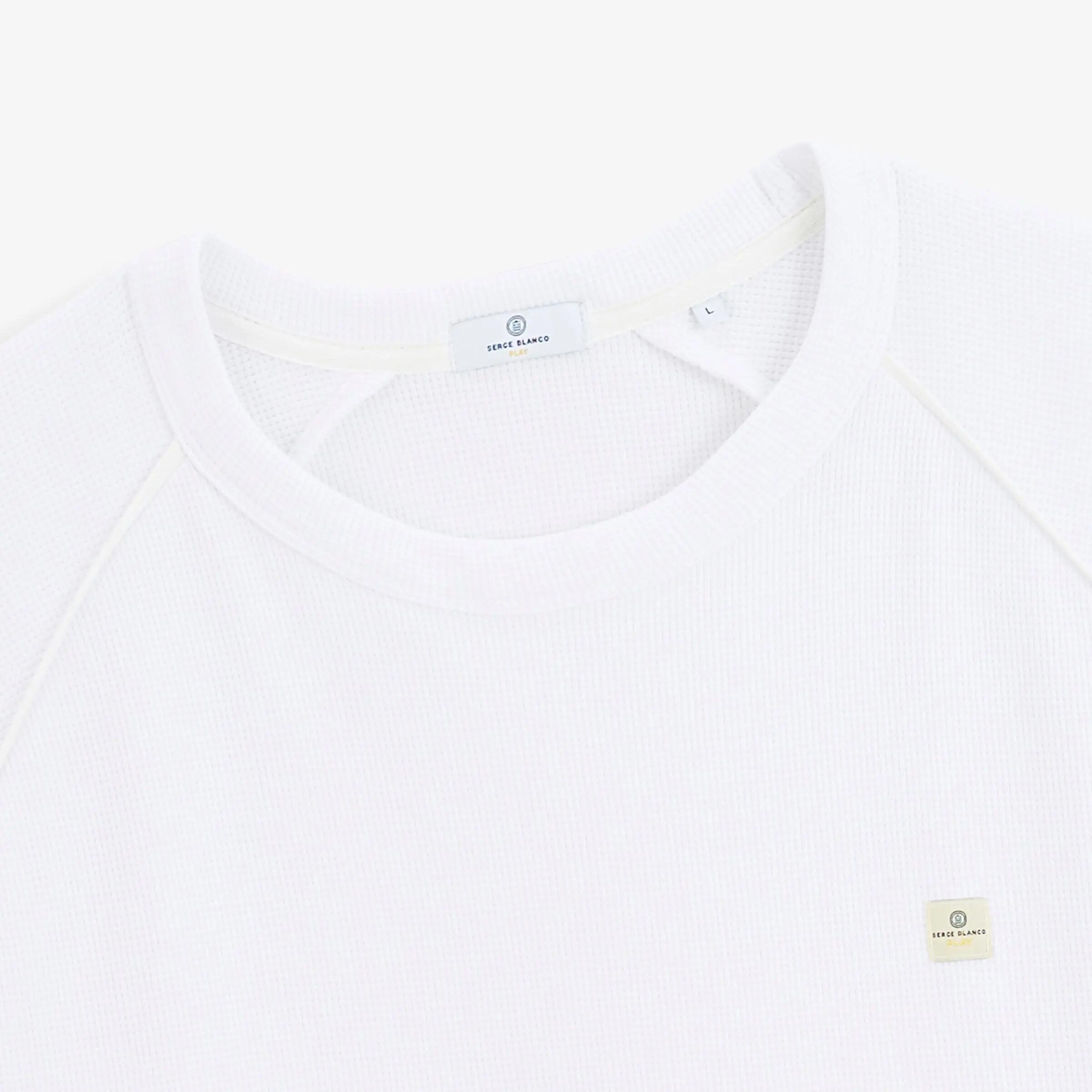 T-shirt met lange mouwen van gewafeld katoen en ronde hals 3/4