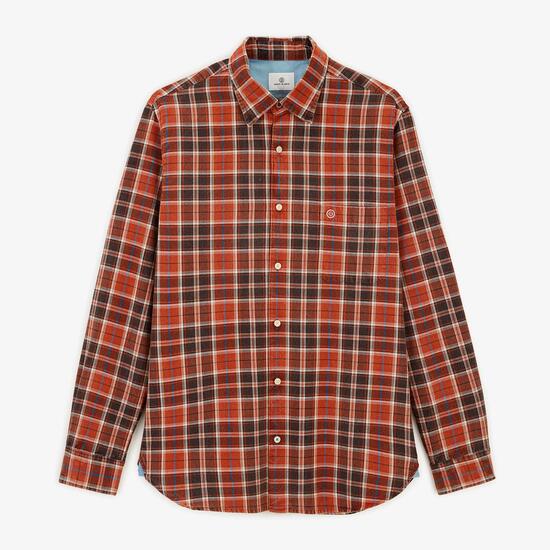 Chemise manches longues coton carreaux rouge medoc