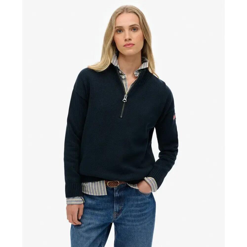 Pulôver de mulher em malha com meio zíper e gola alta Superdry 3/6