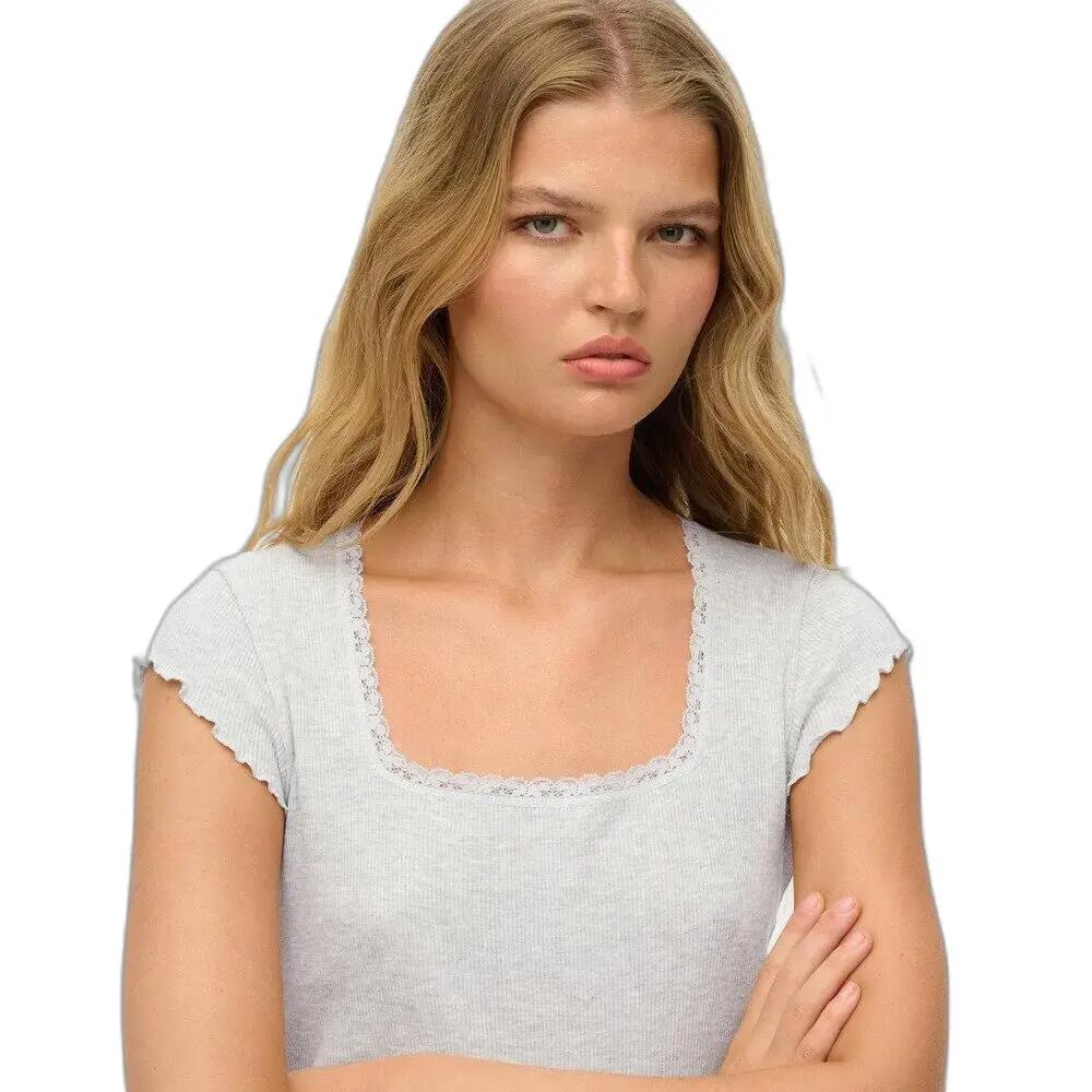 T-shirt de gola quadrada para mulher Superdry Essential 4/4