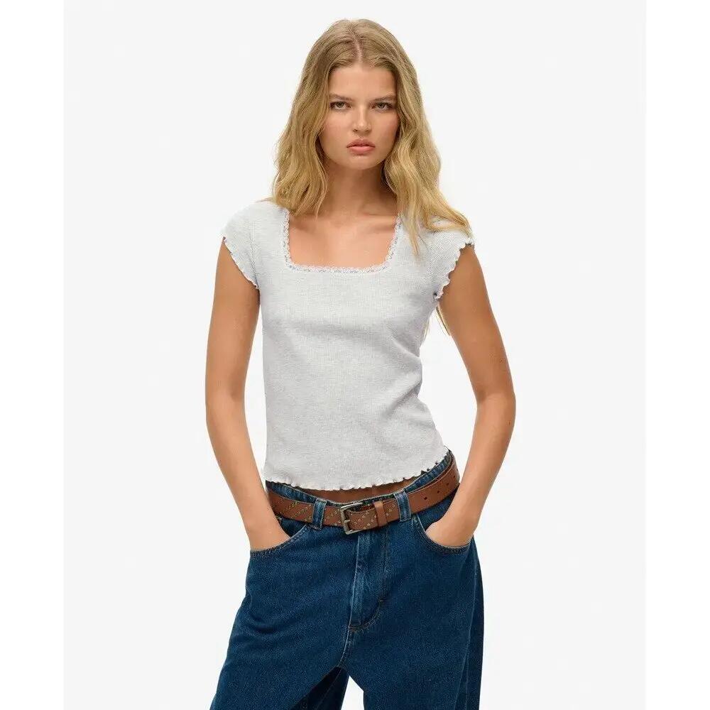 T-shirt de gola quadrada para mulher Superdry Essential 2/4