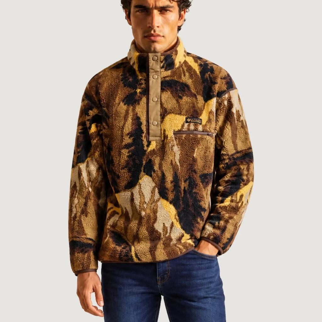 MEN'S sweatshirt Helvetia™ II Printed Half Snap Fleece YELLOW
