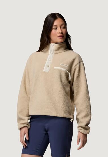 Felpa senza cappuccio Donna Helvetia™ II Cropped Half Snap Fleece Beige chiaro
