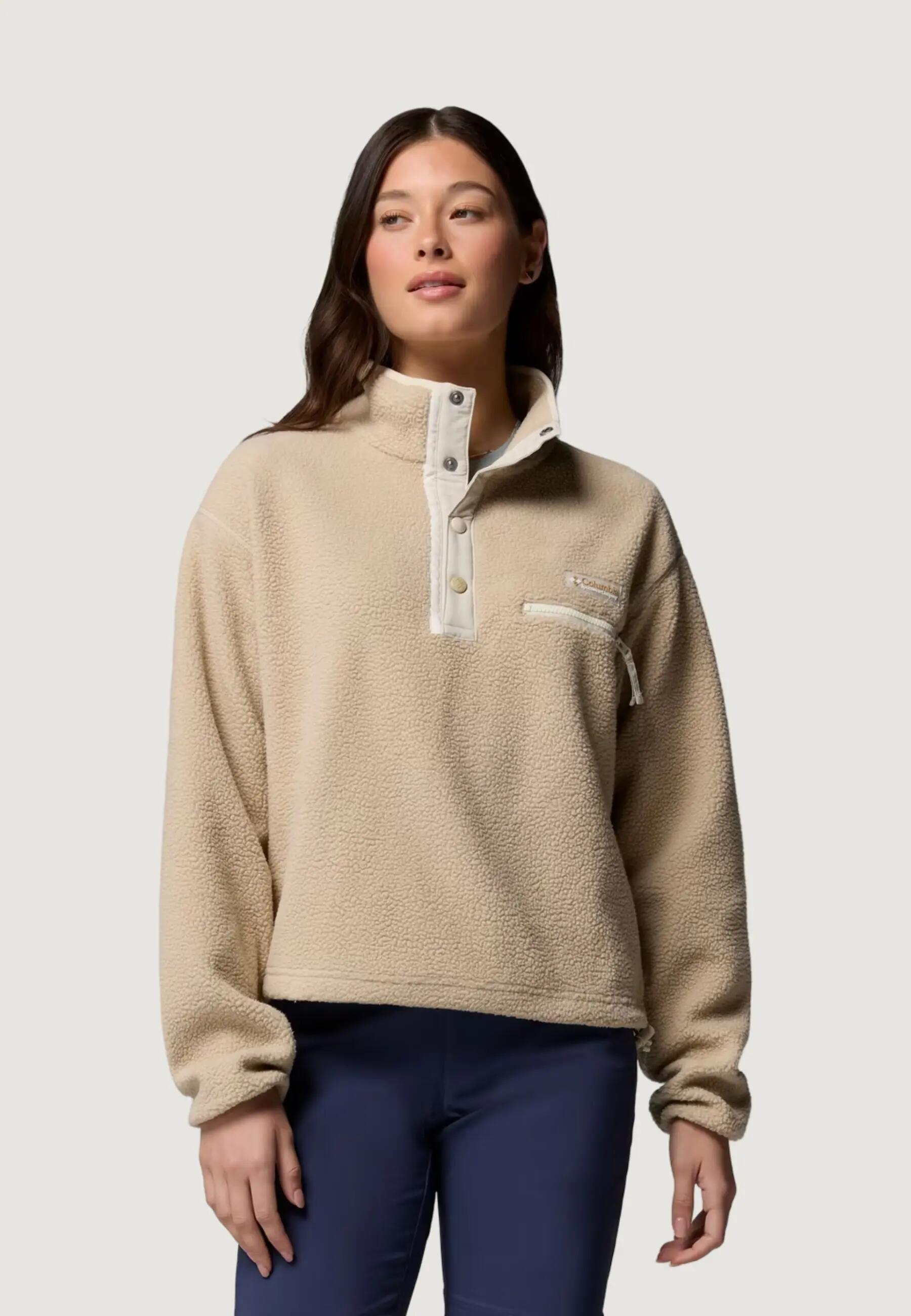 Felpa senza cappuccio  Donna Helvetia™ II Cropped Half Snap Fleece Beige chiaro 5/5