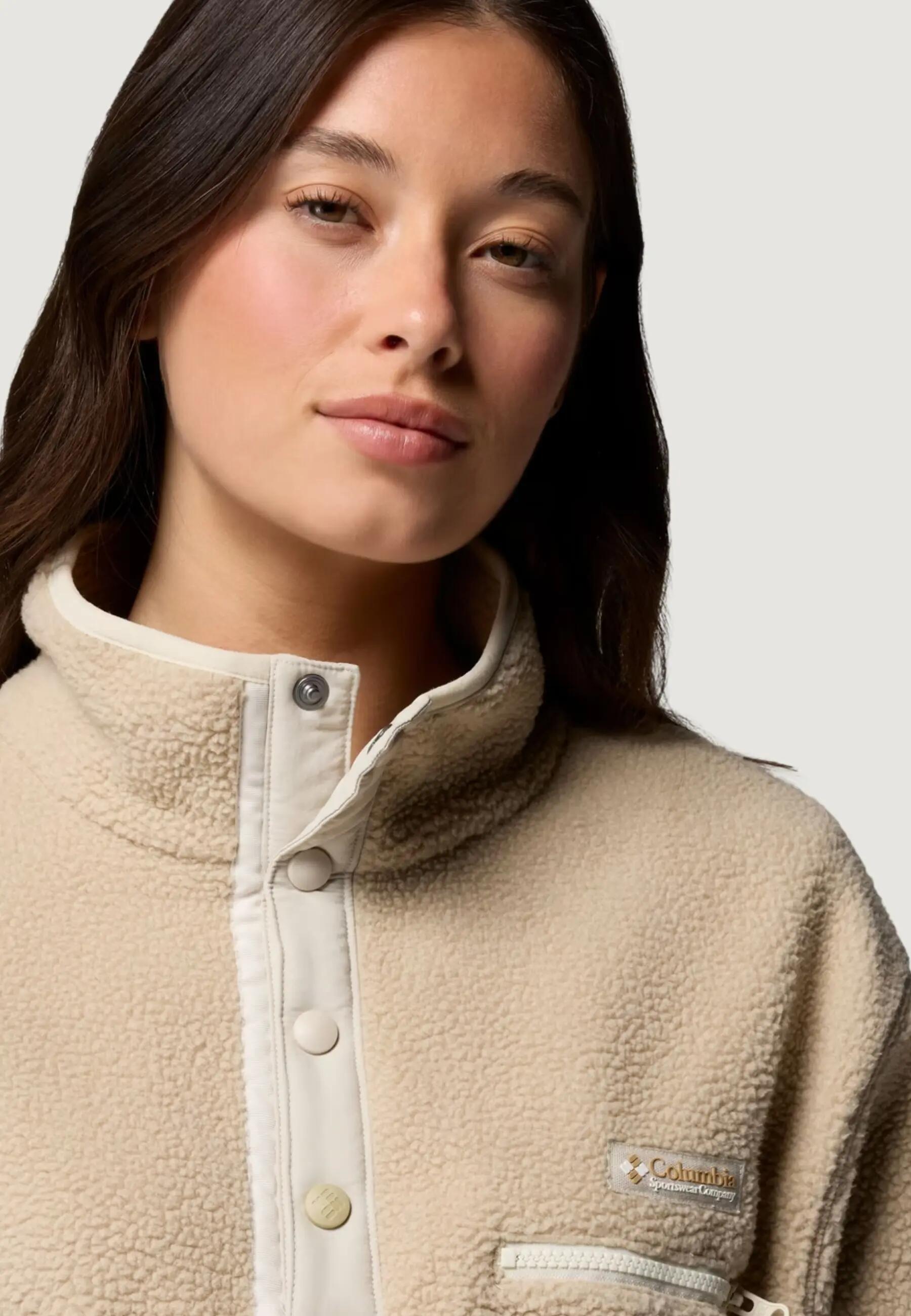 Felpa senza cappuccio  Donna Helvetia™ II Cropped Half Snap Fleece Beige chiaro 3/5