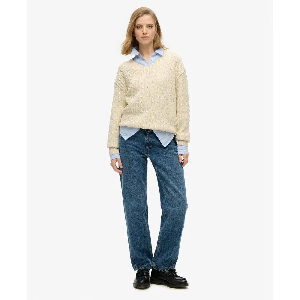 V-hals oversized gedraaid damespull Superdry 3/6