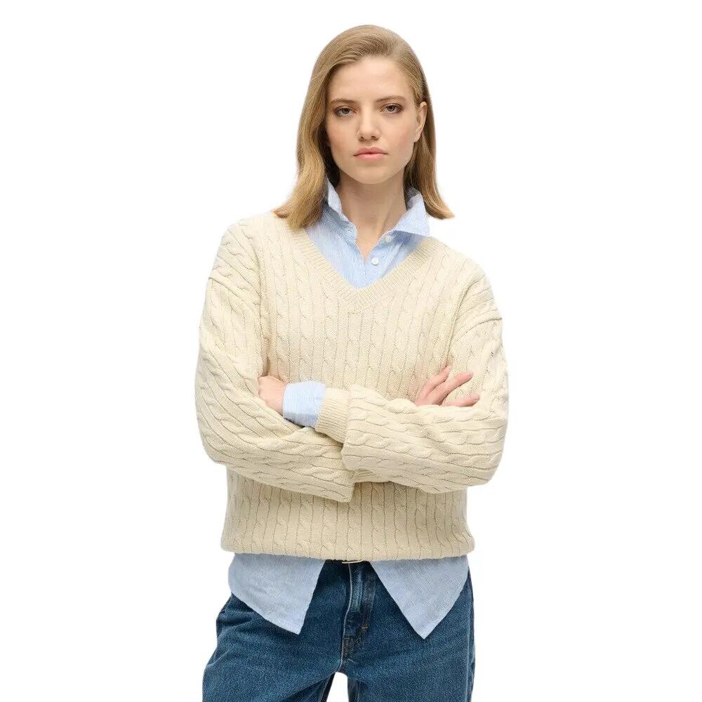 V-hals oversized gedraaid damespull Superdry 2/6