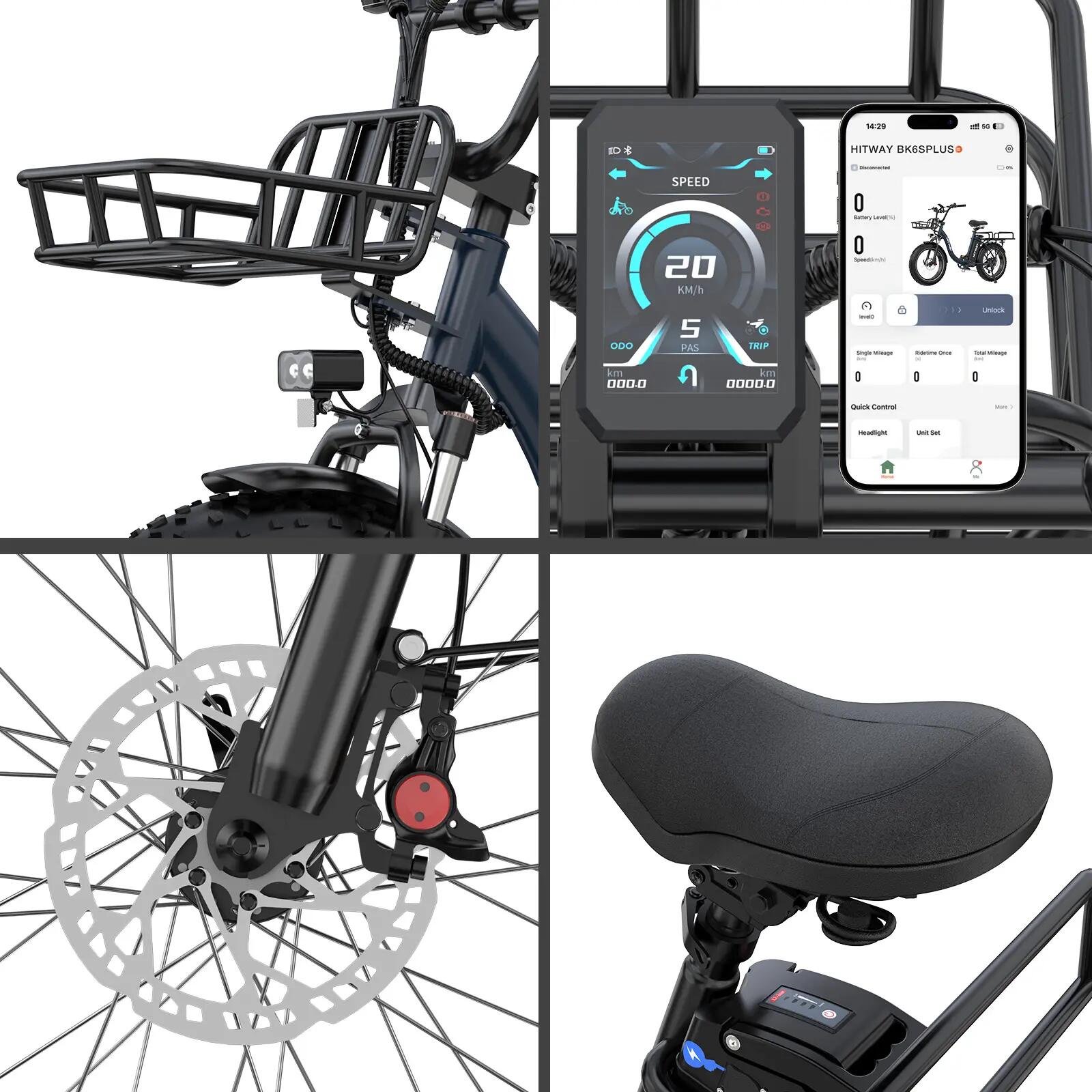 Bicicleta elétrica cargo BK6S PLUS New Version, motor 250W, bateria 1296Wh 5/7