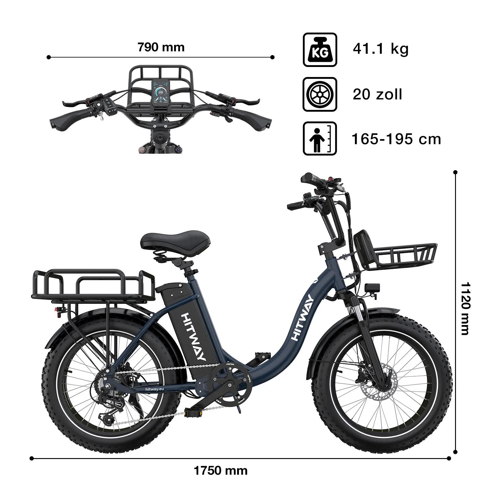 Bicicleta elétrica cargo BK6S PLUS New Version, motor 250W, bateria 1296Wh 2/7