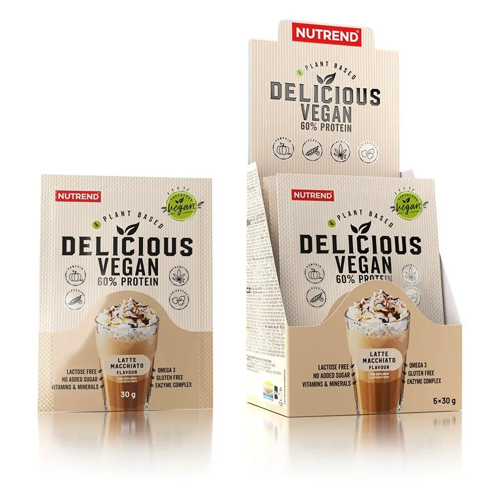 NUTREND Delicious Vegán Protein 450g Csokoládé+mogyoró 4/4