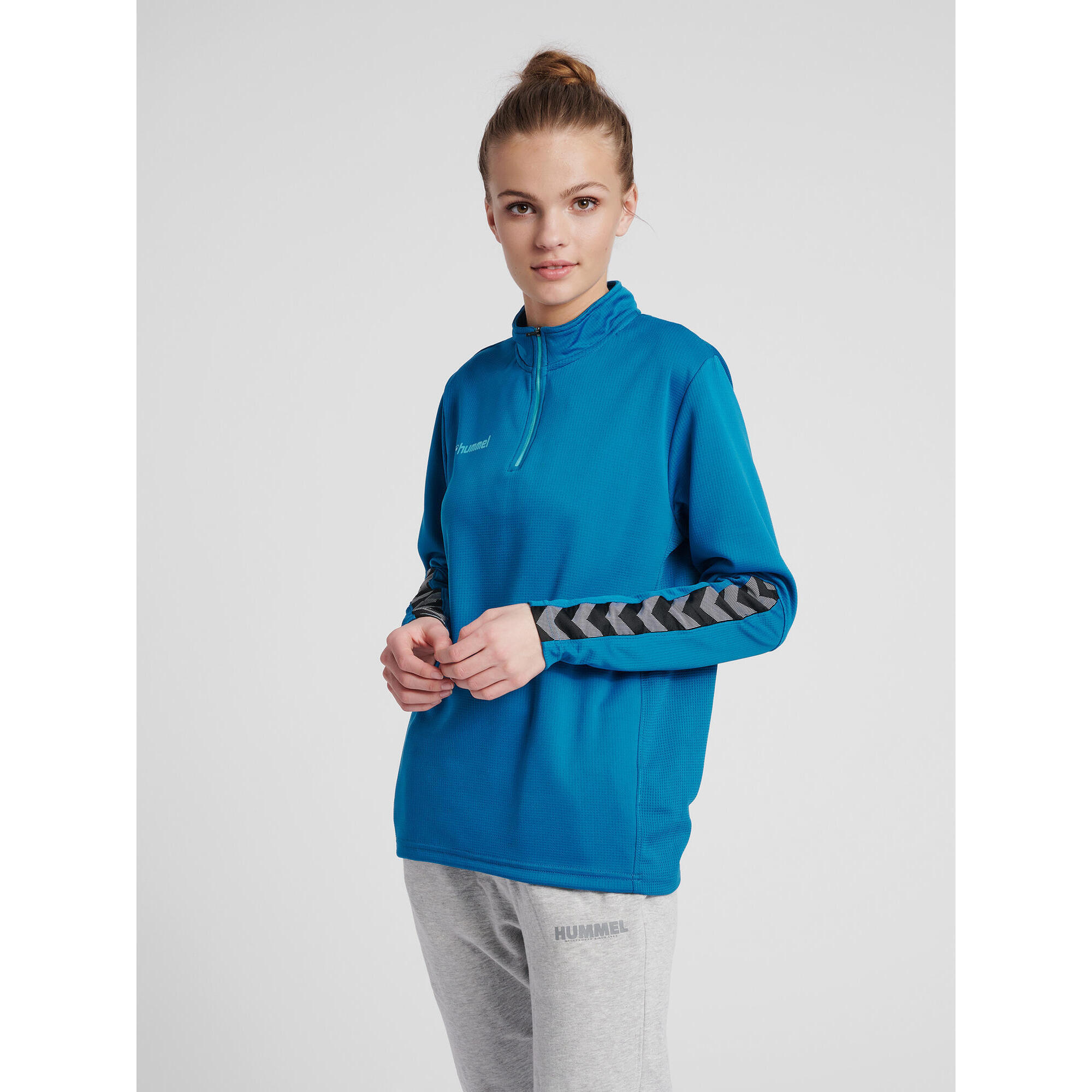 Hummel - Demie-fermeture Éclair Zip Sweat-shirt Hmlauthentic Femme Hummel - Sweat-shirt - Bleu|turquoise - 36 Xs - Decathlon