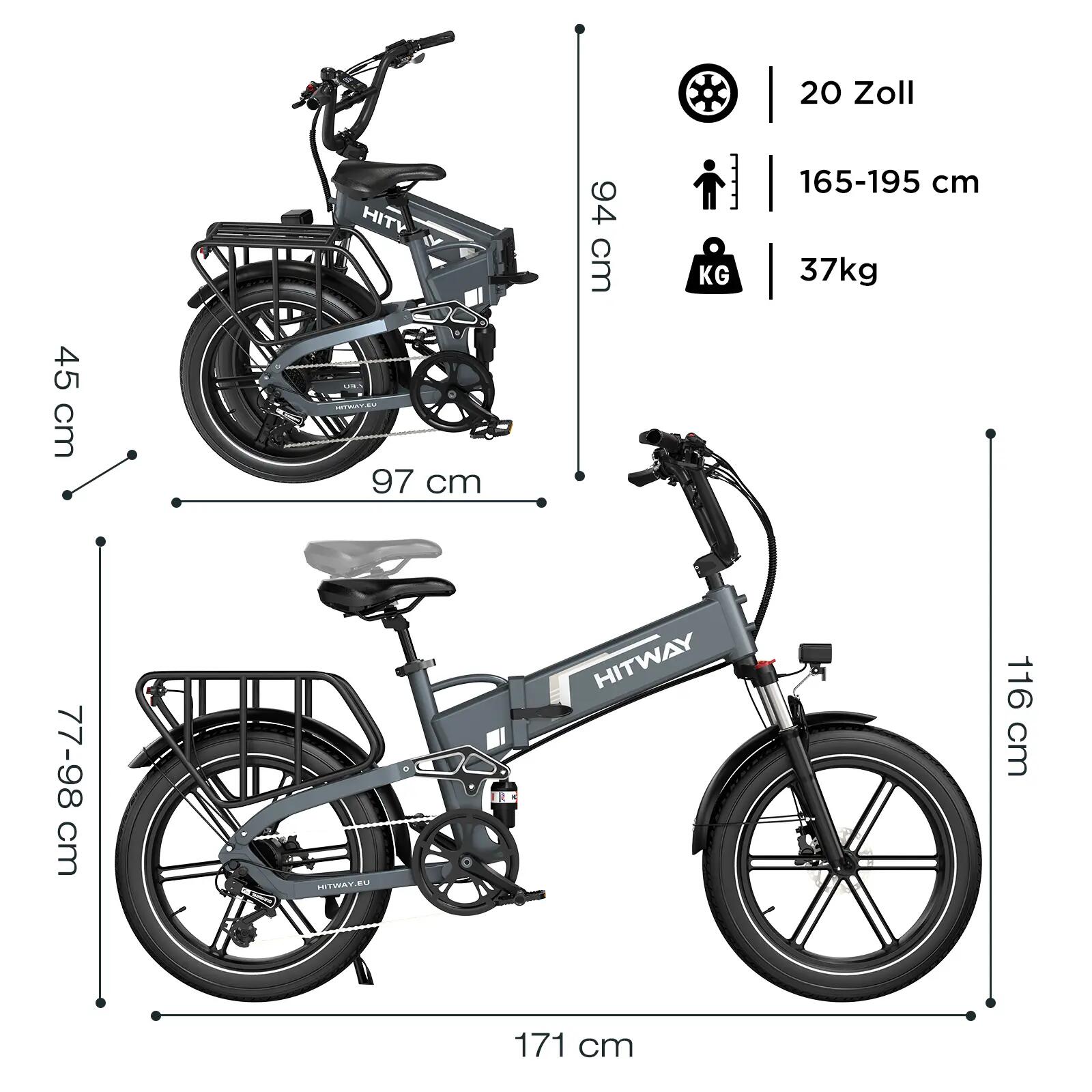 E-Bike Faltrad Klapprad 20 x 4,0 Zoll Fatbike, 720Wh, Hydraulikbremsen, BK10SPRO 2/7