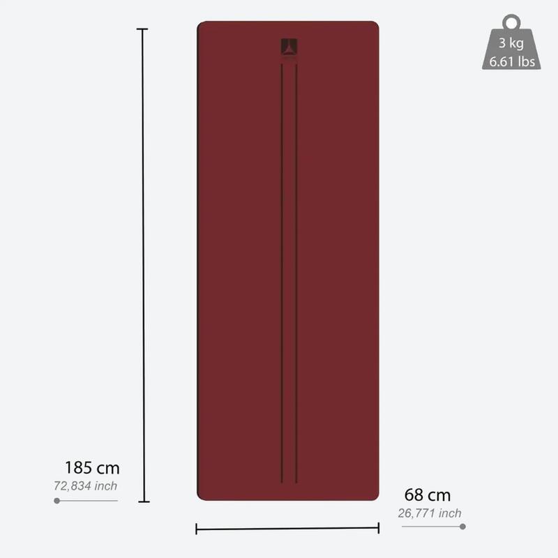 Rebuwo Çift Çizgi Tasarım Doğal Kauçuk Yoga ve Pilates Matı 5 mm - Bordo
