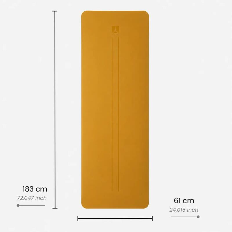 Rebuwo Çift Çizgi Tasarım TPE Yoga ve Pilates Egzersiz Matı 5 mm - Hardal Sarı