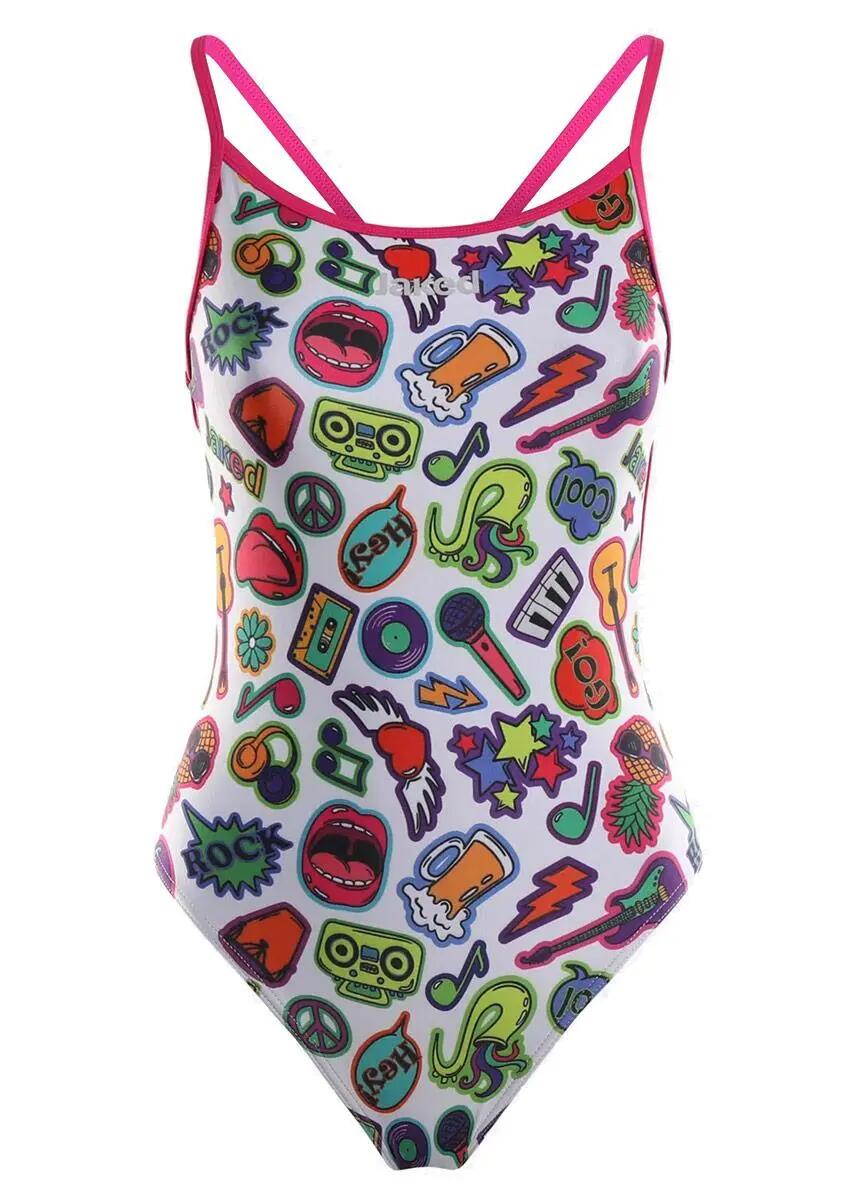Fato de banho feminino Jaked Crazy Branco/Multicolor Tamanho UK 28 (EU 38) 2/6