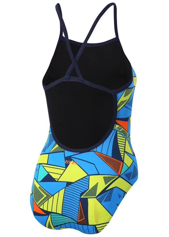 Costume bambina Zone3 Prism 2.0 schiena aperta - Blu/Giallo - Taglia 28 2/4