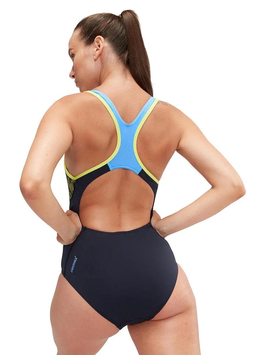 Maillot de bain Speedo Placement Laneback - Bleu marine / Citron - Taille 30 2/7